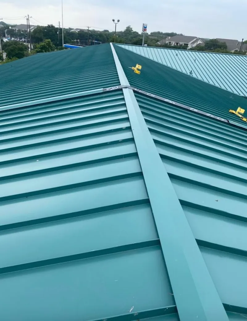 Green commercial metal roof ridge and valley for Metal Roof Repair in Kennesaw
